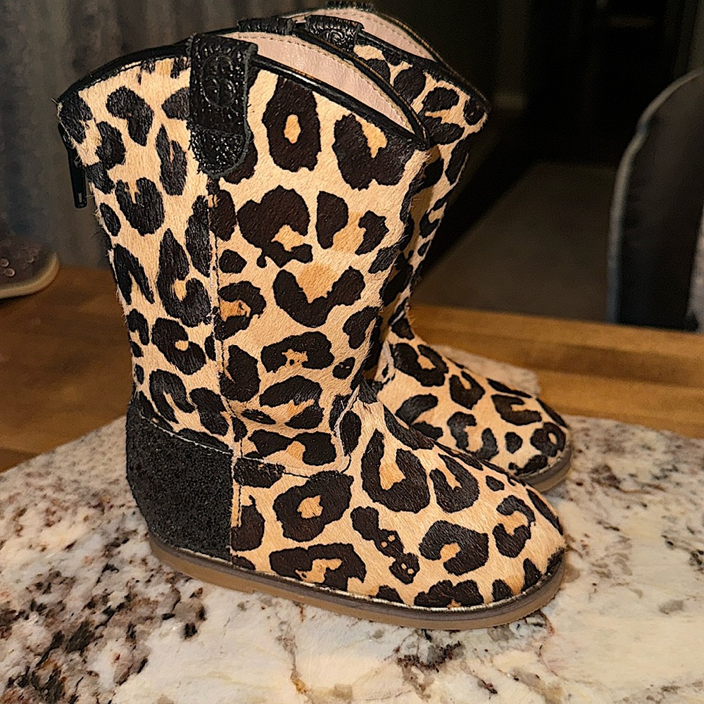 A Bear co hair leopard boots size 7c